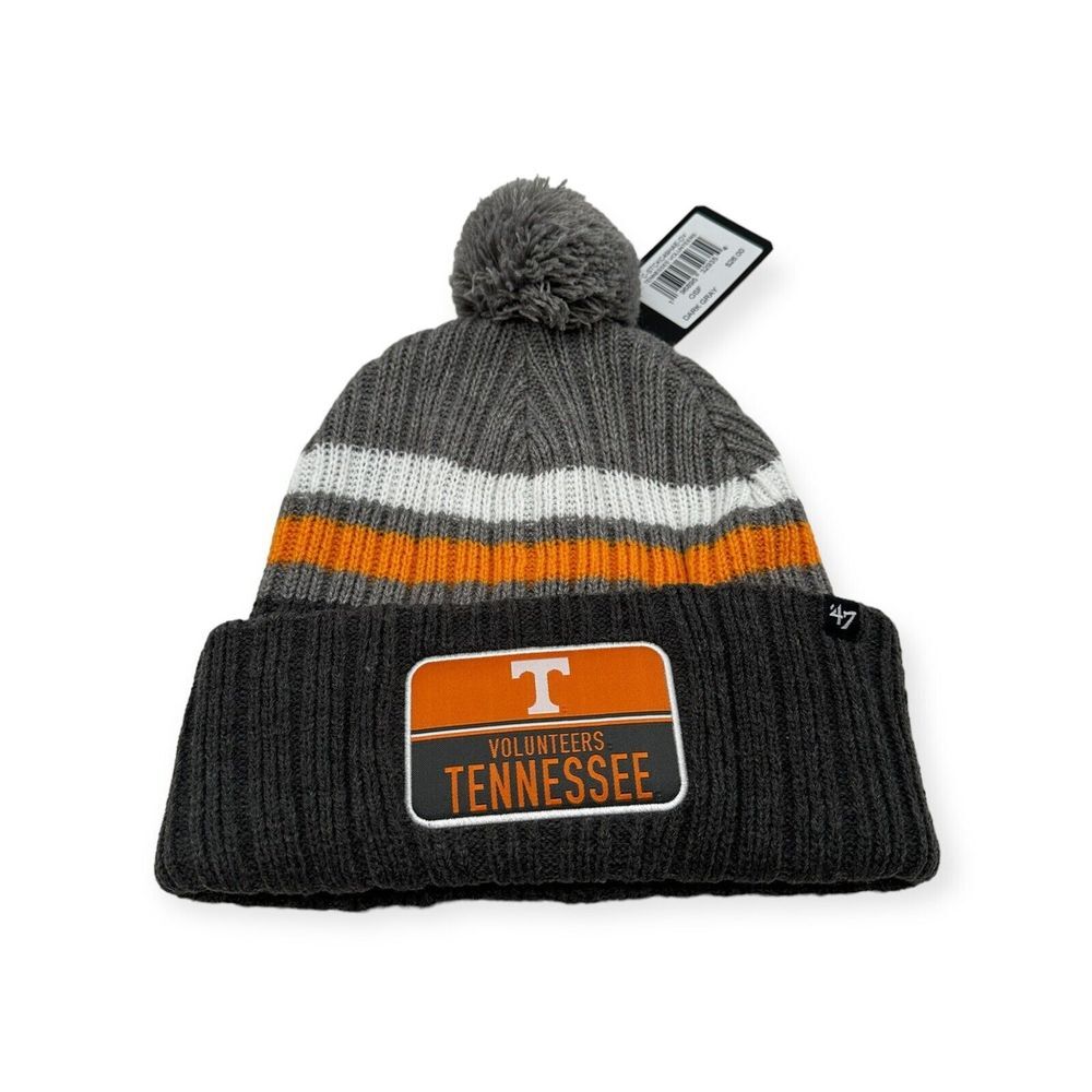 '47 Tennesseeβ Volunteers Beanie Gray Stack Striped Patch Pom Knit Cuff Hat Cap